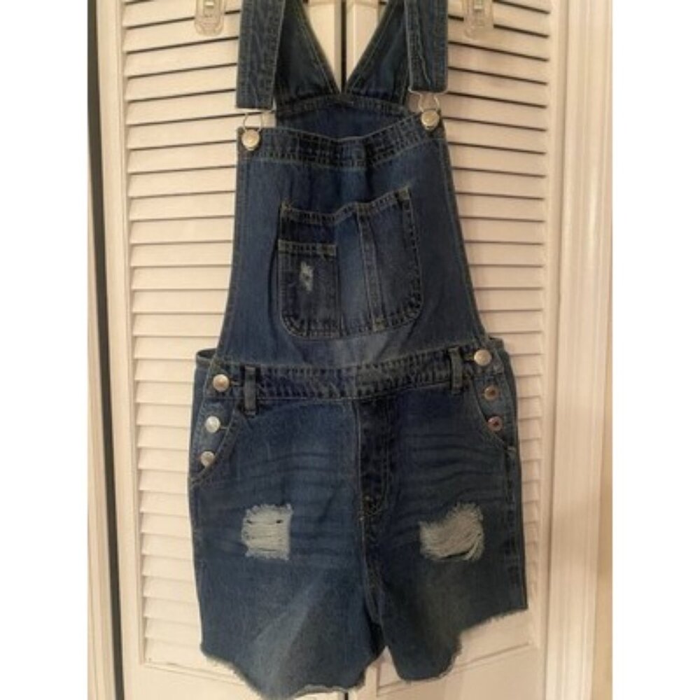 Medium Blue Denim Overall Shorts Urban Basics U2B
